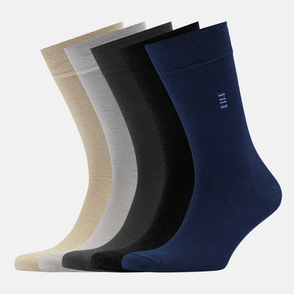 VRDSOCKS® Men's Bamboo Dress Socks • Assorted Plain Pack of 5 Pairs • Mix-1 8-13 5-Pairs Mix-1 • Black • Navy Blue • Camel Khaki • Dark Grey • Light Grey bamboo socks for men calf socks for men crew socks for men men's bamboo dress socks men's calf socks men's dress socks men's mid-calf socks men's socks mens bamboo socks socks for men vrd socks