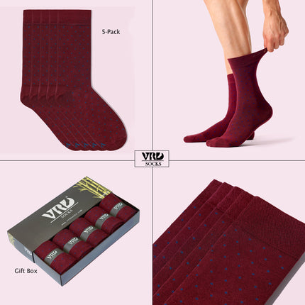 VRDSOCKS® Men's Bamboo Dress Socks • Dotted Pack of 1/3/5 Pairs • Burgundy bamboo socks for men calf socks for men crew socks for men men's bamboo dress socks men's calf socks men's dress socks men's mid-calf socks men's socks mens bamboo socks socks for men vrd socks