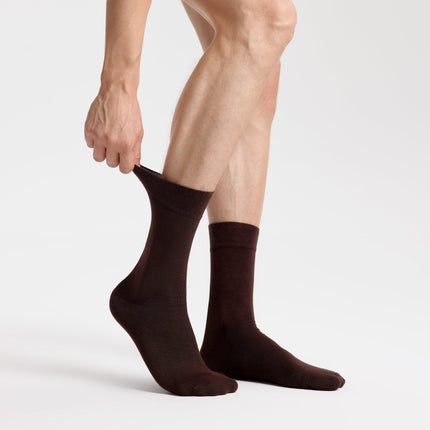 VRDSOCKS® Men's Bamboo Dress Socks - Solid Pack of 1/3/5 Pairs Dark Brown 8-13 Dark Brown bamboo socks for men calf socks for men crew socks for men men's bamboo dress socks men's calf socks men's dress socks men's mid-calf socks men's socks mens bamboo socks socks for men vrd socks