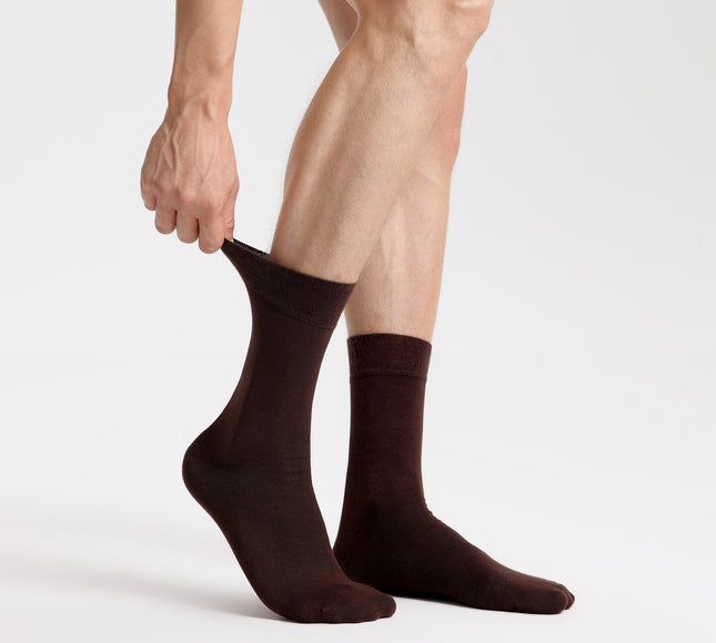 VRDSOCKS® Men's Bamboo Dress Socks - Solid Pack of 1/3/5 Pairs Dark Brown 8-13 Dark Brown bamboo socks for men calf socks for men crew socks for men men's bamboo dress socks men's calf socks men's dress socks men's mid-calf socks men's socks mens bamboo socks socks for men vrd socks