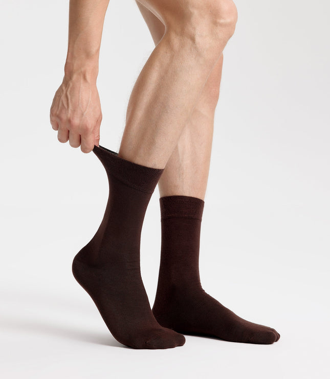 VRDSOCKS® Men's Bamboo Dress Socks - Solid Pack of 1/3/5 Pairs Dark Brown 8-13 Dark Brown bamboo socks for men calf socks for men crew socks for men men's bamboo dress socks men's calf socks men's dress socks men's mid-calf socks men's socks mens bamboo socks socks for men vrd socks