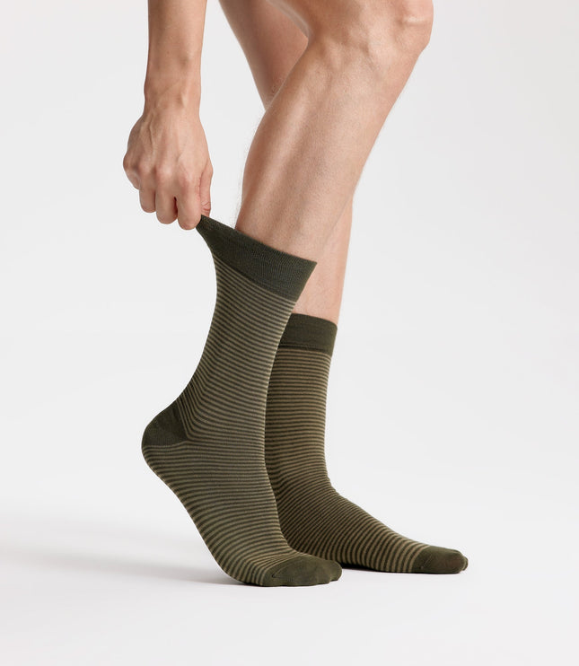 VRDSOCKS® Men's Bamboo Dress Socks • Striped Pack of 1/3/5 Pairs • Green Khaki 8-13 Green Khaki bamboo socks for men calf socks for men crew socks for men men's bamboo dress socks men's calf socks men's dress socks men's mid-calf socks men's socks mens bamboo socks socks for men vrd socks