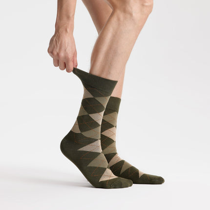 VRDSOCKS® Men's Bamboo Dress Socks • Pattern Pack of 5 Pairs • Green Khaki 8-13 5-Pairs Green Khaki bamboo socks for men calf socks for men crew socks for men men's bamboo dress socks men's calf socks men's dress socks men's mid-calf socks men's socks mens bamboo socks socks for men vrd socks