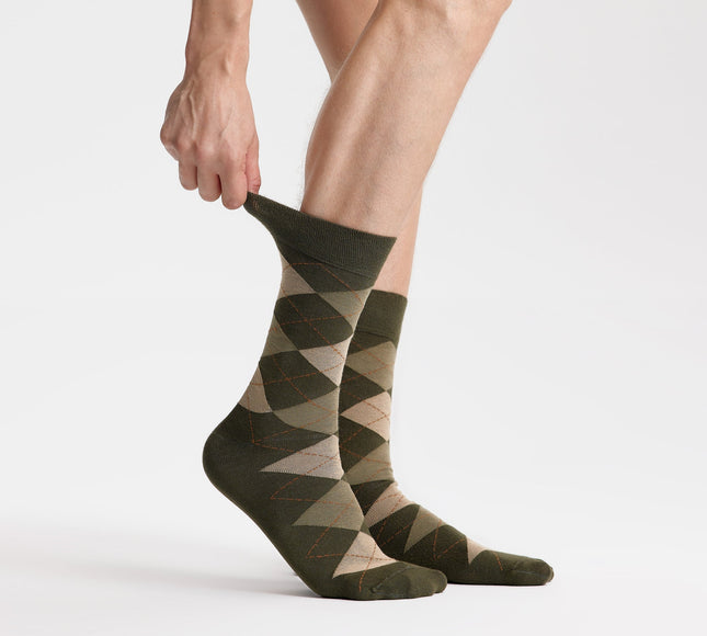 VRDSOCKS® Men's Bamboo Dress Socks Argyle Pack of 1/3/5 Pairs • Green Khaki 8-13 Green bamboo socks for men calf socks for men crew socks for men men's bamboo dress socks men's calf socks men's dress socks men's mid-calf socks men's socks mens bamboo socks socks for men vrd socks