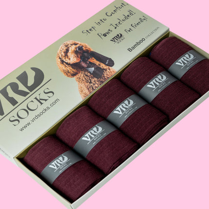 VRDSOCKS® Men's Bamboo Dress Socks • Ribbed Pack of 1/3/5 Pairs • Burgundy bamboo socks for men calf socks for men crew socks for men men's bamboo dress socks men's calf socks men's dress socks men's mid-calf socks men's socks mens bamboo socks socks for men vrd socks