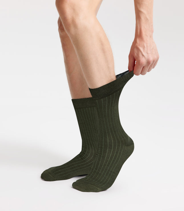 VRDSOCKS® Men's Bamboo Dress Socks • Ribbed Pack of 1/3/5 Pairs • Olive Green bamboo socks for men calf socks for men crew socks for men men's bamboo dress socks men's calf socks men's dress socks men's mid-calf socks men's socks mens bamboo socks socks for men vrd socks