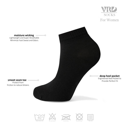 VRDSOCKS® Women's Bamboo Dress Socks | Low-Cut Ankle Length | 6 Pack socks for women vrd socks women women athletic socks women bamboo socks work out socks for women