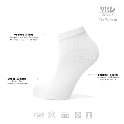 VRDSOCKS® Women's Bamboo Dress Socks | Low-Cut Ankle Length | 6 Pack socks for women vrd socks women women athletic socks women bamboo socks work out socks for women