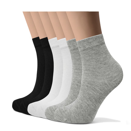 VRDSOCKS® Womens Bamboo Dress Socks | Quarter Crew Length | 6 Pack 6 Pack 2black 2white 2grey socks for women vrd socks women women athletic socks women bamboo socks work out socks for women