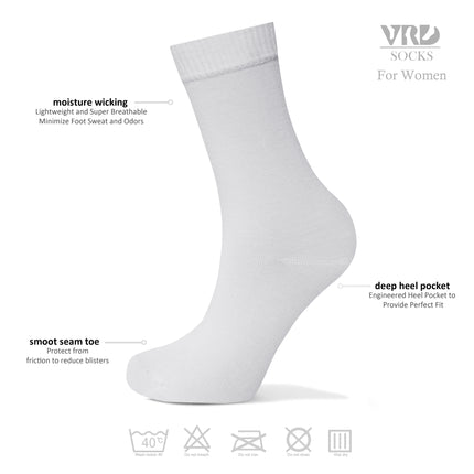 VRDSOCKS® Womens Bamboo Dress Socks | Mid-Calf Crew Length | 6 Pack socks for women vrd socks women women athletic socks women bamboo socks work out socks for women