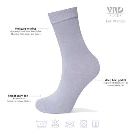 VRDSOCKS® Womens Bamboo Dress Socks | Mid-Calf Crew Length | 6 Pack socks for women vrd socks women women athletic socks women bamboo socks work out socks for women