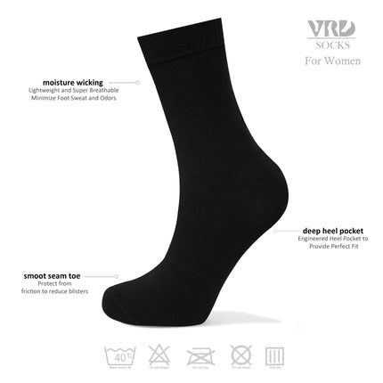 VRDSOCKS® Womens Bamboo Dress Socks | Mid-Calf Crew Length | 6 Pack socks for women vrd socks women women athletic socks women bamboo socks work out socks for women