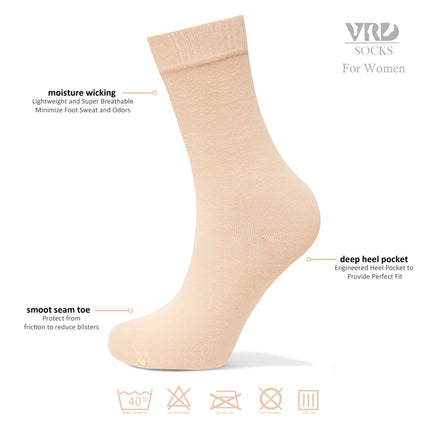 VRDSOCKS® Womens Bamboo Dress Socks | Mid-Calf Crew Length | 6 Pack socks for women vrd socks women women athletic socks women bamboo socks work out socks for women