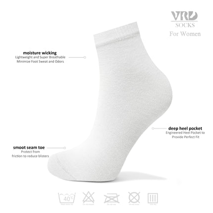 VRDSOCKS® Womens Bamboo Dress Socks | Quarter Crew Length | 6 Pack socks for women vrd socks women women athletic socks women bamboo socks work out socks for women