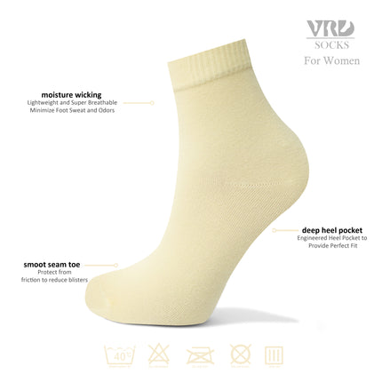 VRDSOCKS® Womens Bamboo Dress Socks | Quarter Crew Length | 6 Pack socks for women vrd socks women women athletic socks women bamboo socks work out socks for women