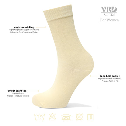 VRDSOCKS® Womens Bamboo Dress Socks | Mid-Calf Crew Length | 6 Pack socks for women vrd socks women women athletic socks women bamboo socks work out socks for women