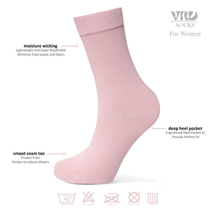 VRDSOCKS® Womens Bamboo Dress Socks | Mid-Calf Crew Length | 6 Pack socks for women vrd socks women women athletic socks women bamboo socks work out socks for women