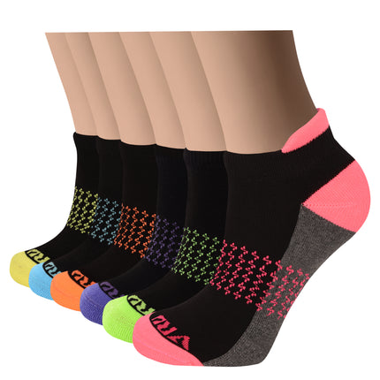 VRDSOCKS® Women's Bamboo Running Socks | Lightning Design | Low-cut Ankle Length | 6 Pack 6 Pack Black socks for women vrd socks women women athletic socks women bamboo socks work out socks for women