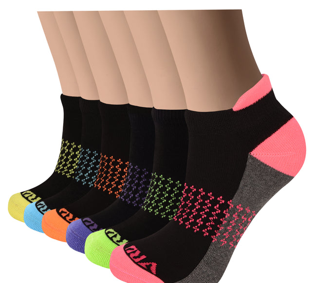 VRDSOCKS® Women's Bamboo Running Socks | Lightning Design | Low-cut Ankle Length | 6 Pack 6 Pack Black socks for women vrd socks women women athletic socks women bamboo socks work out socks for women