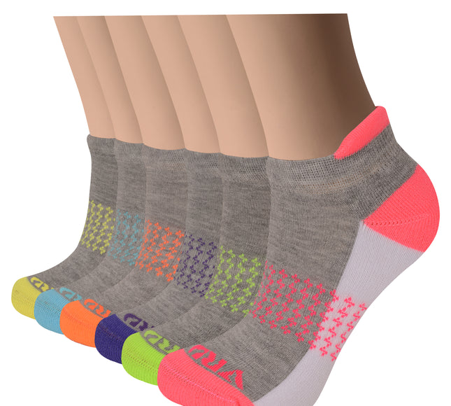 VRDSOCKS® Women's Bamboo Running Socks | Lightning Design | Low-cut Ankle Length | 6 Pack 6 Pack Light Grey socks for women vrd socks women women athletic socks women bamboo socks work out socks for women