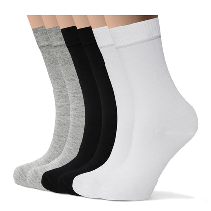 VRDSOCKS® Womens Bamboo Dress Socks | Mid-Calf Crew Length | 6 Pack 6 Pack 2black 2grey 2white socks for women vrd socks women women athletic socks women bamboo socks work out socks for women