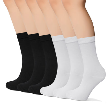 VRDSOCKS® Womens Bamboo Dress Socks | Mid-Calf Crew Length | 6 Pack 6 Pack 3white 3black socks for women vrd socks women women athletic socks women bamboo socks work out socks for women