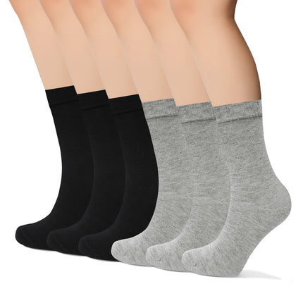 VRDSOCKS® Womens Bamboo Dress Socks | Mid-Calf Crew Length | 6 Pack 6 Pack 3black 3grey socks for women vrd socks women women athletic socks women bamboo socks work out socks for women