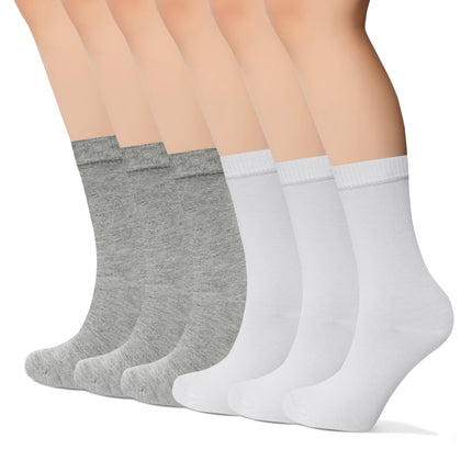 VRDSOCKS® Womens Bamboo Dress Socks | Mid-Calf Crew Length | 6 Pack 6 Pack 3grey 3white socks for women vrd socks women women athletic socks women bamboo socks work out socks for women