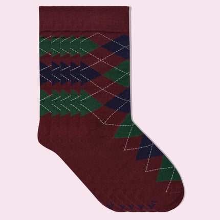 VRDSOCKS® Men's Bamboo Dress Socks • Pattern Pack of 5 Pairs • Burgundy bamboo socks for men calf socks for men crew socks for men men's bamboo dress socks men's calf socks men's dress socks men's mid-calf socks men's socks mens bamboo socks socks for men vrd socks