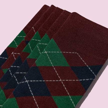 VRDSOCKS® Men's Bamboo Dress Socks • Pattern Pack of 5 Pairs • Burgundy bamboo socks for men calf socks for men crew socks for men men's bamboo dress socks men's calf socks men's dress socks men's mid-calf socks men's socks mens bamboo socks socks for men vrd socks
