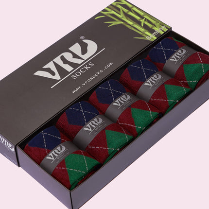 VRDSOCKS® Men's Bamboo Dress Socks • Pattern Pack of 5 Pairs • Burgundy bamboo socks for men calf socks for men crew socks for men men's bamboo dress socks men's calf socks men's dress socks men's mid-calf socks men's socks mens bamboo socks socks for men vrd socks