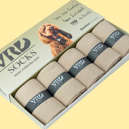 VRDSOCKS® Men's Bamboo Dress Socks • Ribbed Pack of 1/3/5 Pairs • Khaki Beige bamboo socks for men calf socks for men crew socks for men men's bamboo dress socks men's calf socks men's dress socks men's mid-calf socks men's socks mens bamboo socks socks for men vrd socks