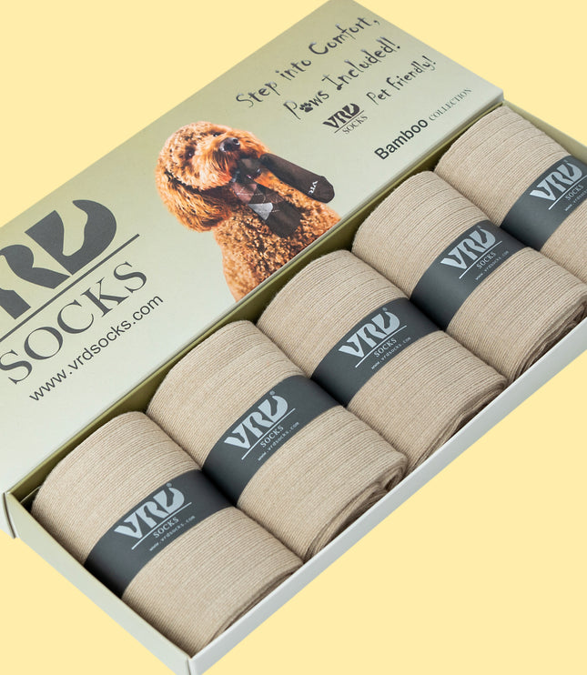 VRDSOCKS® Men's Bamboo Dress Socks • Ribbed Pack of 1/3/5 Pairs • Khaki Beige bamboo socks for men calf socks for men crew socks for men men's bamboo dress socks men's calf socks men's dress socks men's mid-calf socks men's socks mens bamboo socks socks for men vrd socks