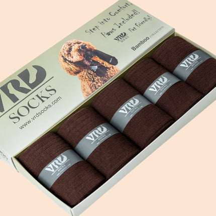 VRDSOCKS® Men's Bamboo Dress Socks • Ribbed Pack of 1/3/5 Pairs • Brown bamboo socks for men calf socks for men crew socks for men men's bamboo dress socks men's calf socks men's dress socks men's mid-calf socks men's socks mens bamboo socks socks for men vrd socks