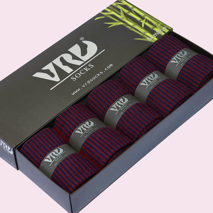 VRDSOCKS® Men's Bamboo Dress Socks • Striped Pack of 1/3/5 Pairs • Burgundy bamboo socks for men calf socks for men crew socks for men men's bamboo dress socks men's calf socks men's dress socks men's mid-calf socks men's socks mens bamboo socks socks for men vrd socks