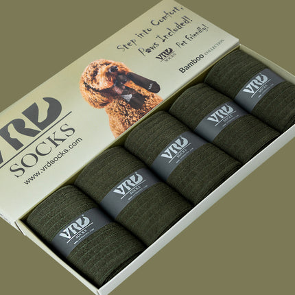 VRDSOCKS® Men's Bamboo Dress Socks • Ribbed Pack of 1/3/5 Pairs • Olive Green bamboo socks for men calf socks for men crew socks for men men's bamboo dress socks men's calf socks men's dress socks men's mid-calf socks men's socks mens bamboo socks socks for men vrd socks