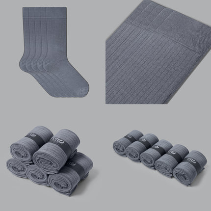 VRDSOCKS® Men's Bamboo Dress Socks • Ribbed Pack of 1/3/5 Pairs • Ocean Grey bamboo socks for men calf socks for men crew socks for men men's bamboo dress socks men's calf socks men's dress socks men's mid-calf socks men's socks mens bamboo socks socks for men vrd socks