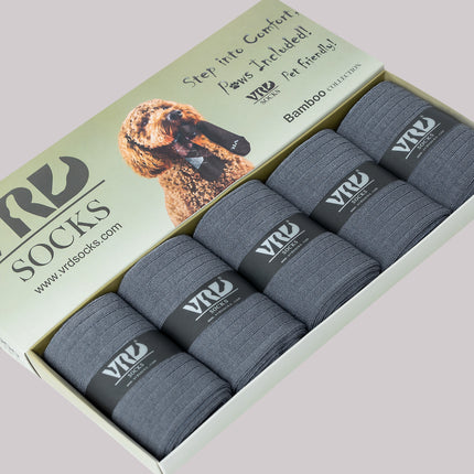 VRDSOCKS® Men's Bamboo Dress Socks • Ribbed Pack of 1/3/5 Pairs • Ocean Grey bamboo socks for men calf socks for men crew socks for men men's bamboo dress socks men's calf socks men's dress socks men's mid-calf socks men's socks mens bamboo socks socks for men vrd socks
