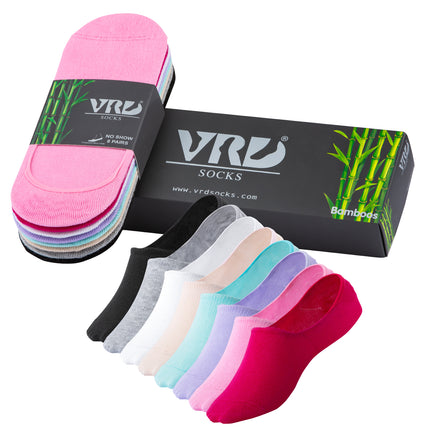 VRDSOCKS® Women Bamboo No Show Socks Ultra Low-Cut, No-Show Length 8-Pack socks for women vrd socks women women athletic socks women bamboo socks work out socks for women