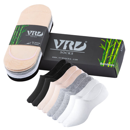 VRDSOCKS® Women Bamboo No Show Socks Ultra Low-Cut, No-Show Length 8-Pack socks for women vrd socks women women athletic socks women bamboo socks work out socks for women