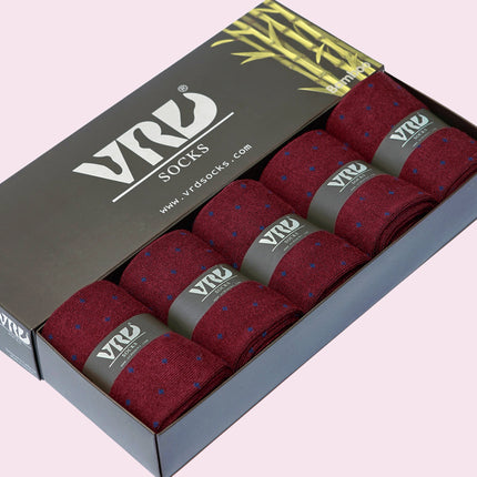 VRDSOCKS® Men's Bamboo Dress Socks • Dotted Pack of 1/3/5 Pairs • Burgundy bamboo socks for men calf socks for men crew socks for men men's bamboo dress socks men's calf socks men's dress socks men's mid-calf socks men's socks mens bamboo socks socks for men vrd socks