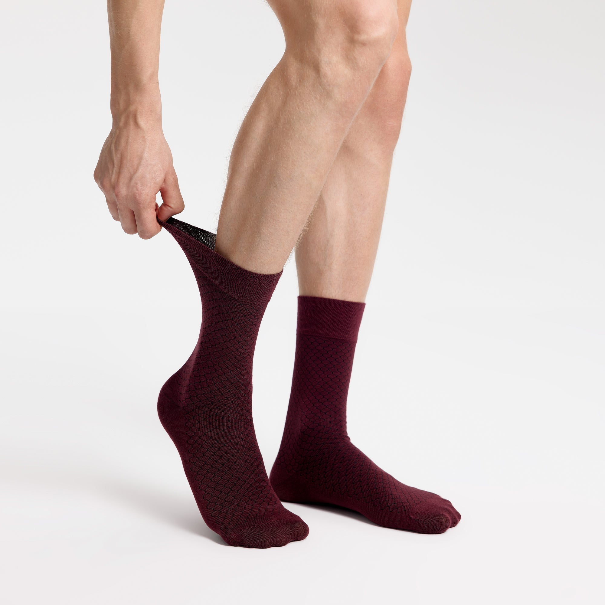Men's Bamboo Honeycomb Dress Socks 5-Pack | Crew Length, 8-13 / 3-Pairs / Burgundy Men's Bamboo Honeycomb Dress Socks 5-Pack | Crew Length, 8-13 / 3-Pairs / Burgundy