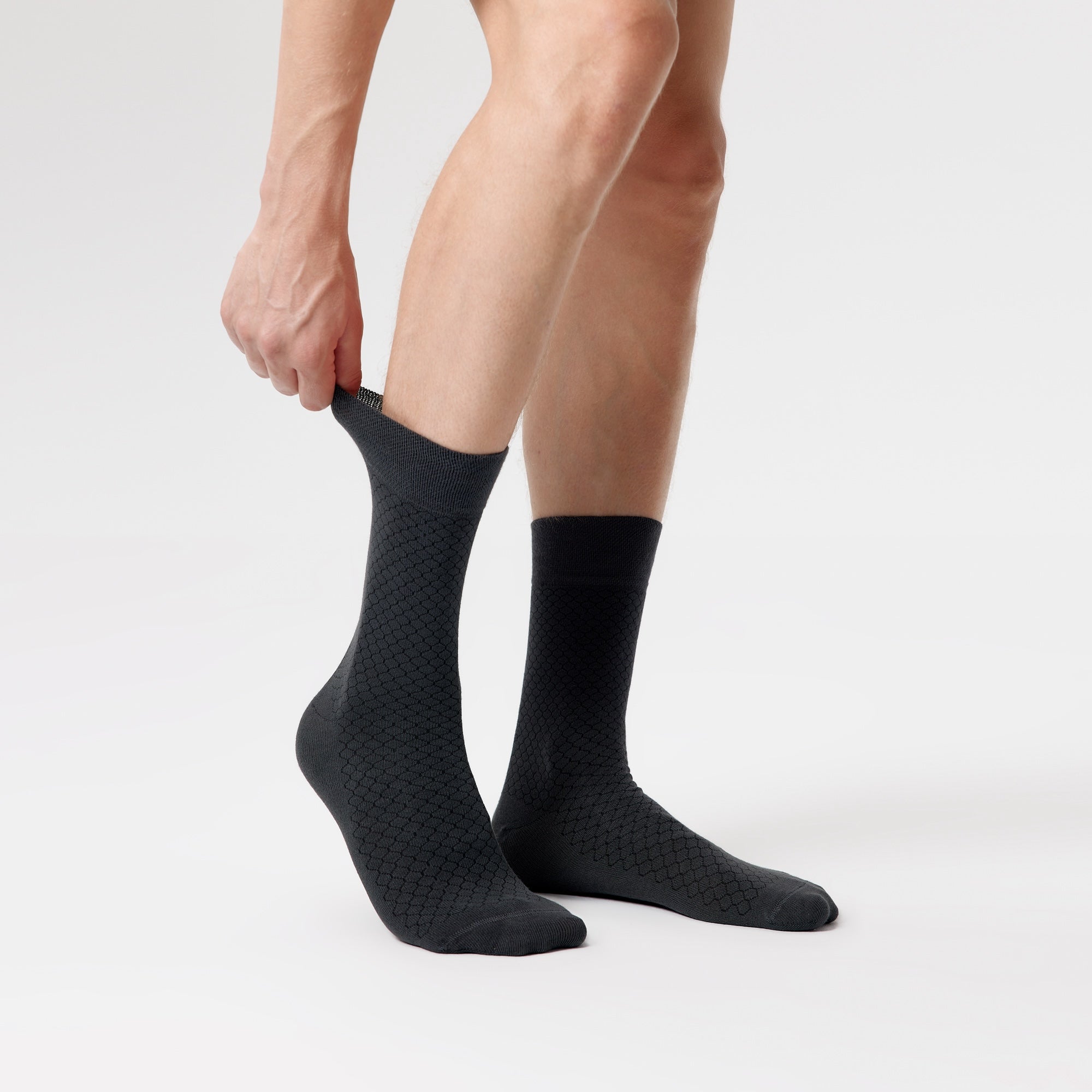 Men's Bamboo Honeycomb Dress Socks 5-Pack | Crew Length, 8-13 / 3-Pairs / Dark Grey Men's Bamboo Honeycomb Dress Socks 5-Pack | Crew Length, 8-13 / 3-Pairs / Dark Grey