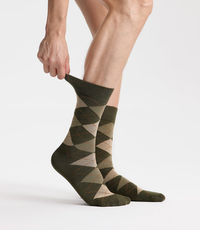 Men's Bamboo Argyle Crew Length Socks - Classic & Comfortable Men's Bamboo Argyle Crew Length Socks - Classic & Comfortable