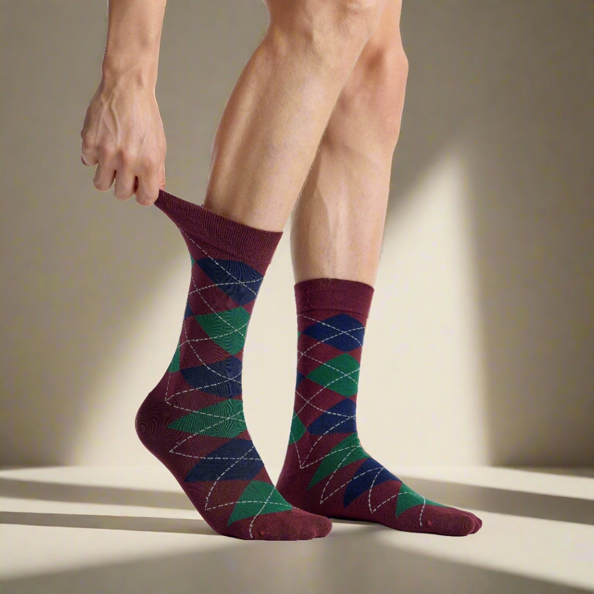 Men's Bamboo Dress Socks - Crew Mix Design 5-Pack Men's Bamboo Dress Socks - Crew Mix Design 5-Pack